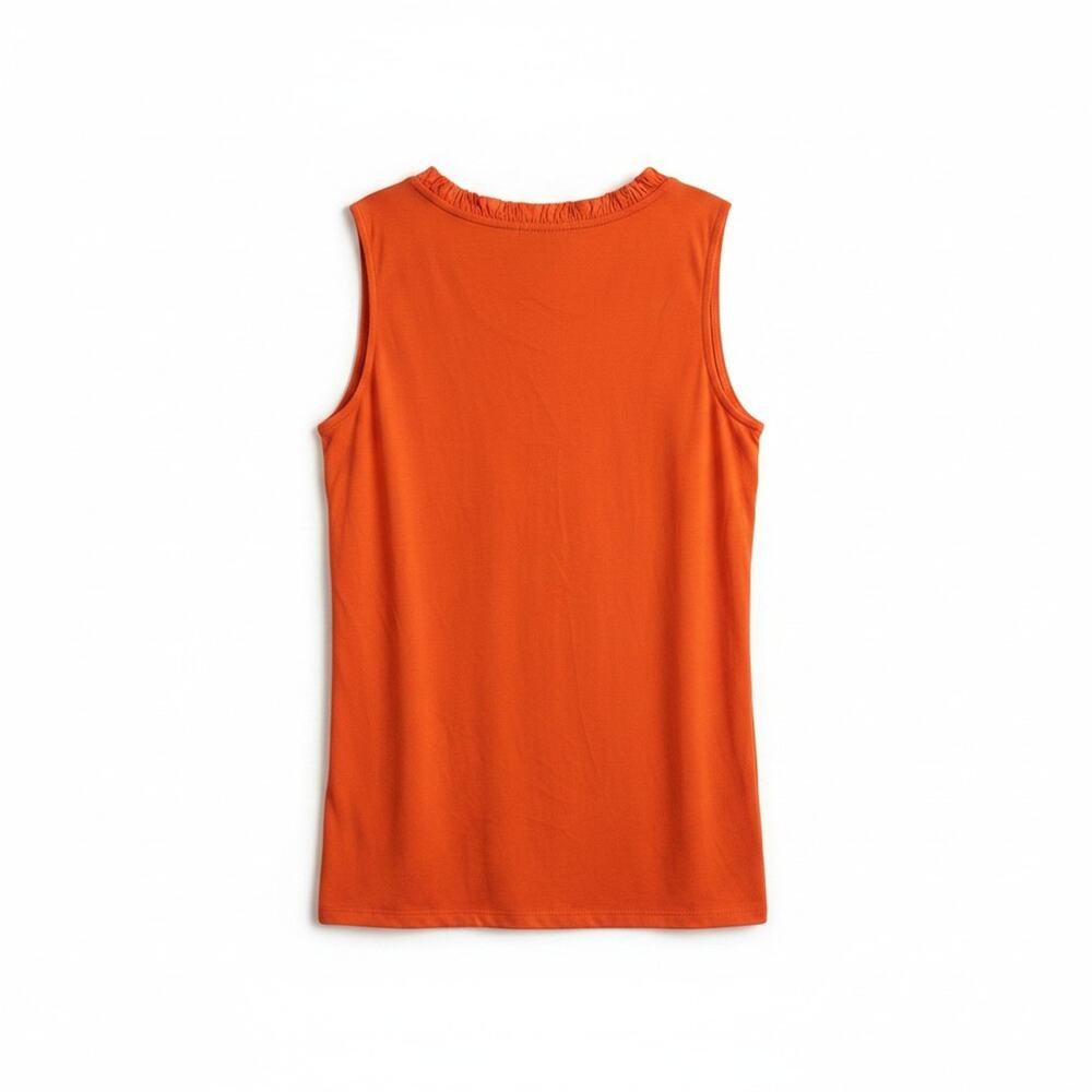 NWT Soya Concept Orange Ruffle V Neck Tank Top Layering Top #1761 Size XS - Picture 6 of 8